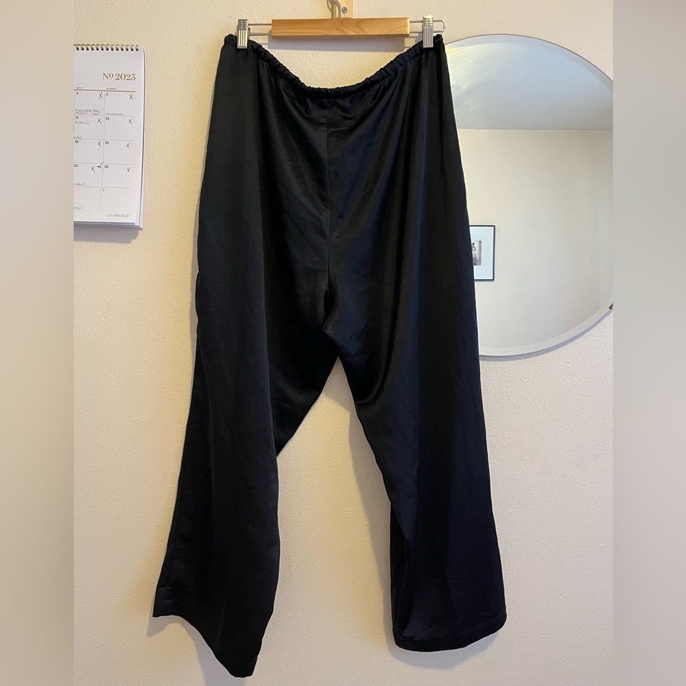 Madewell Black Satin Drawstring Wide-Leg Pants - Picture 6 of 8